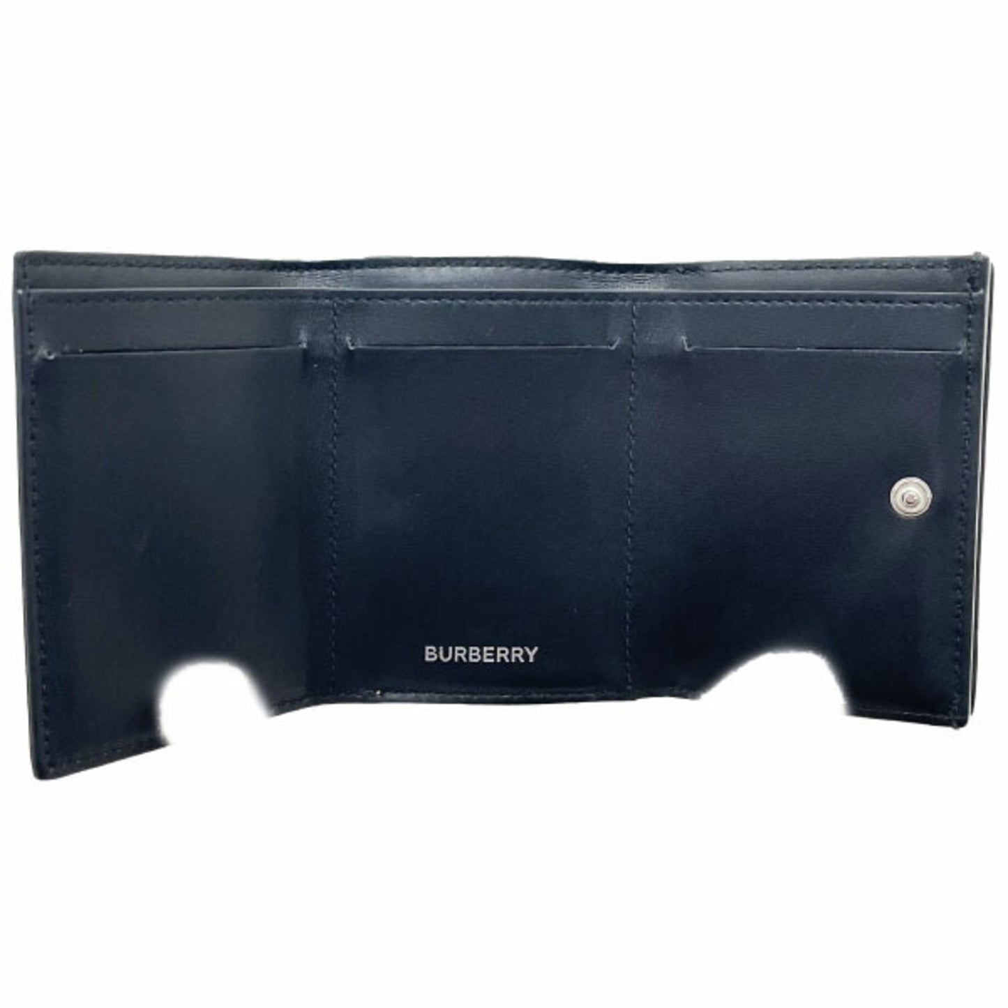 Burberry Check Trifold Wallet, PVC Leather, Beige, Black, BURBERRY Double Wallet AANN-15824