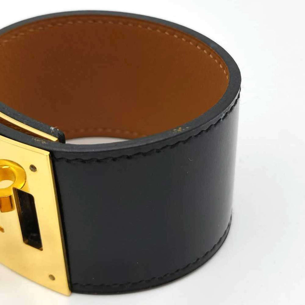 Hermes Hermès Kelly Dog Bangle Bracelet in Black Box Calf Leather