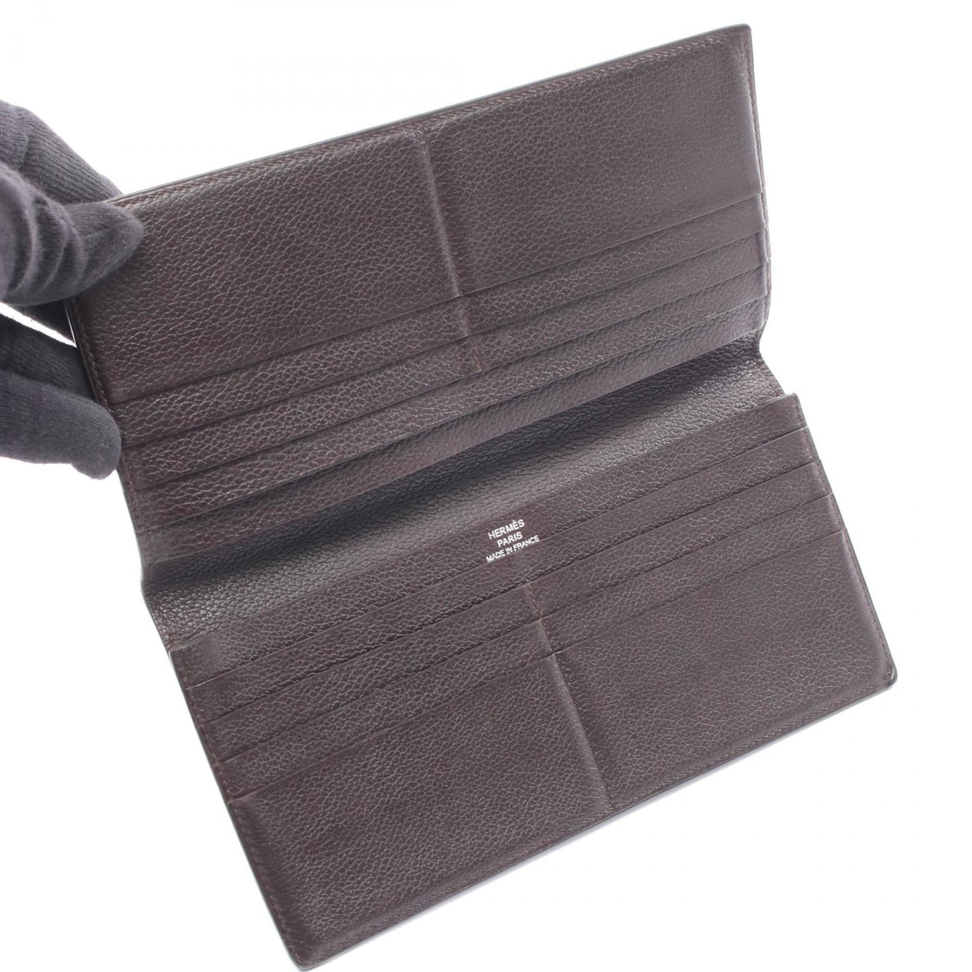 Hermes Hermès MC2 Mendel Tail Bifold Long Wallet, Leather, Evercolor, Men's, Brown