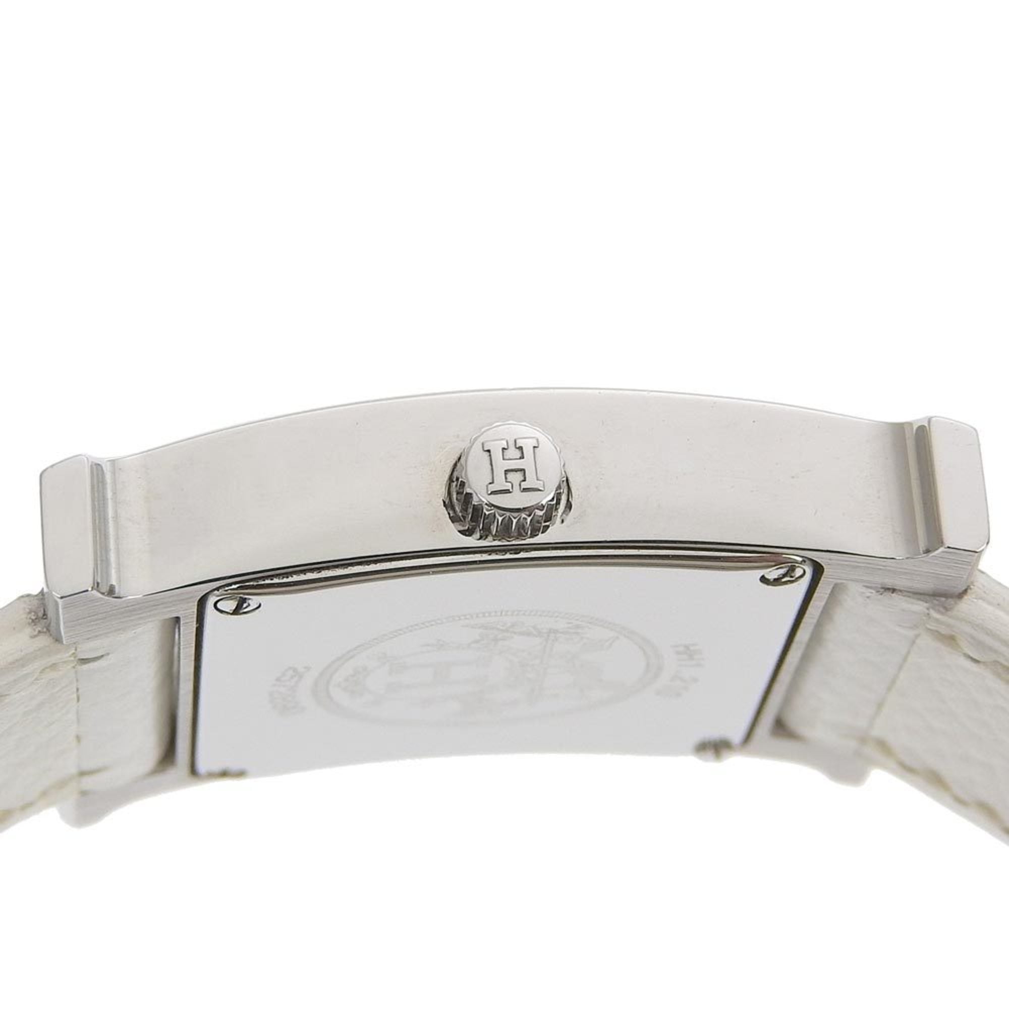 Hermes HERMES H Watch Wristwatch HH1.210 Stainless Steel x Leather 2005 Quartz Analog Display White Dial Ladies — Very Good