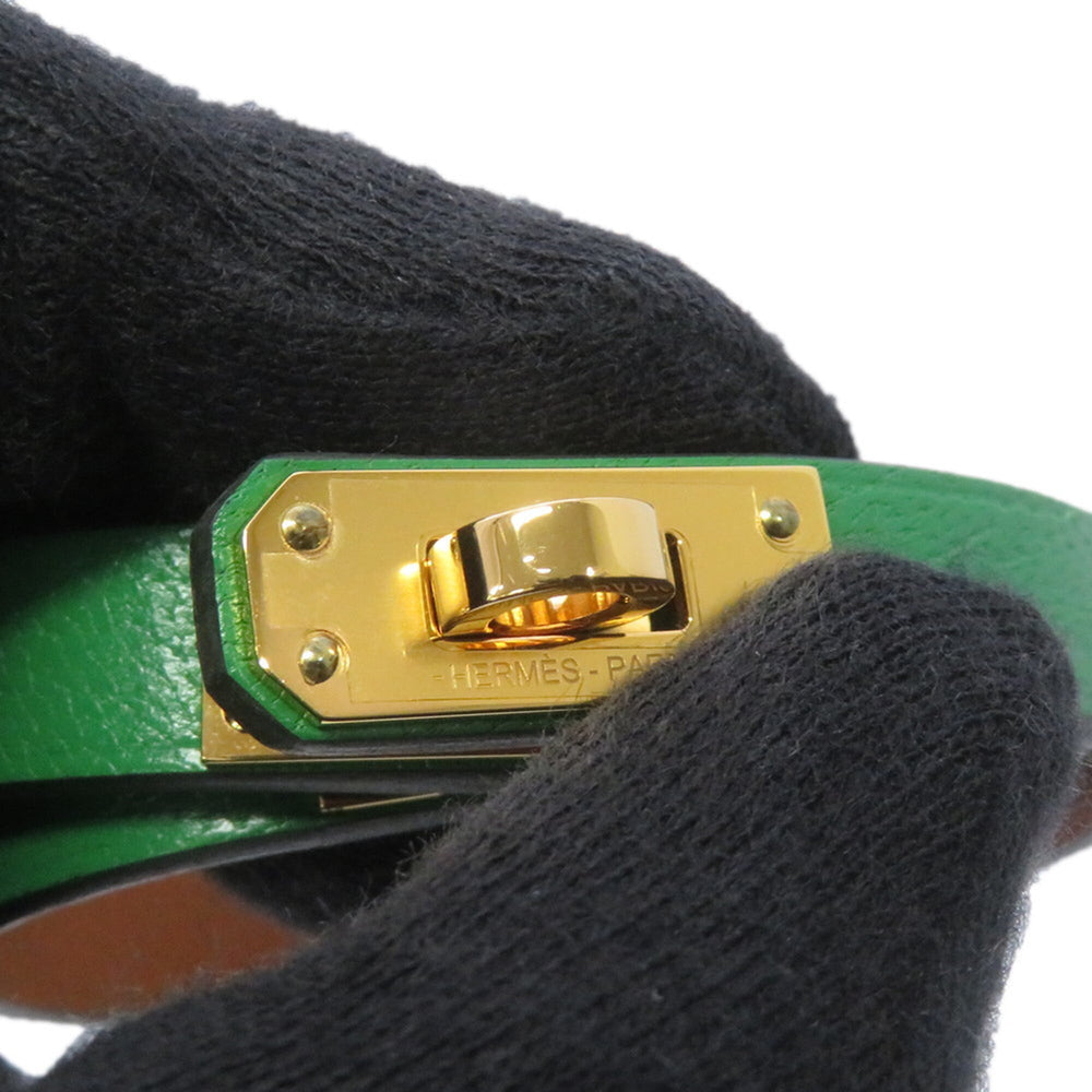 Hermes Mini Kelly Double Tour Bracelet, Bamboo, Chevre Mysore, U stamp, Size T2 — Like New
