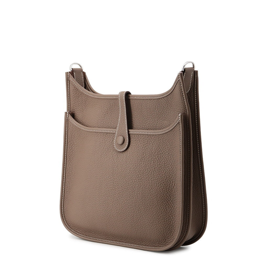 Hermes Evelyne 3 PM Shoulder Bag, Etoupe, Taurillon Clemence Leather, W Stamp, HERMES Evelyne, Handbag, Women's — Like New