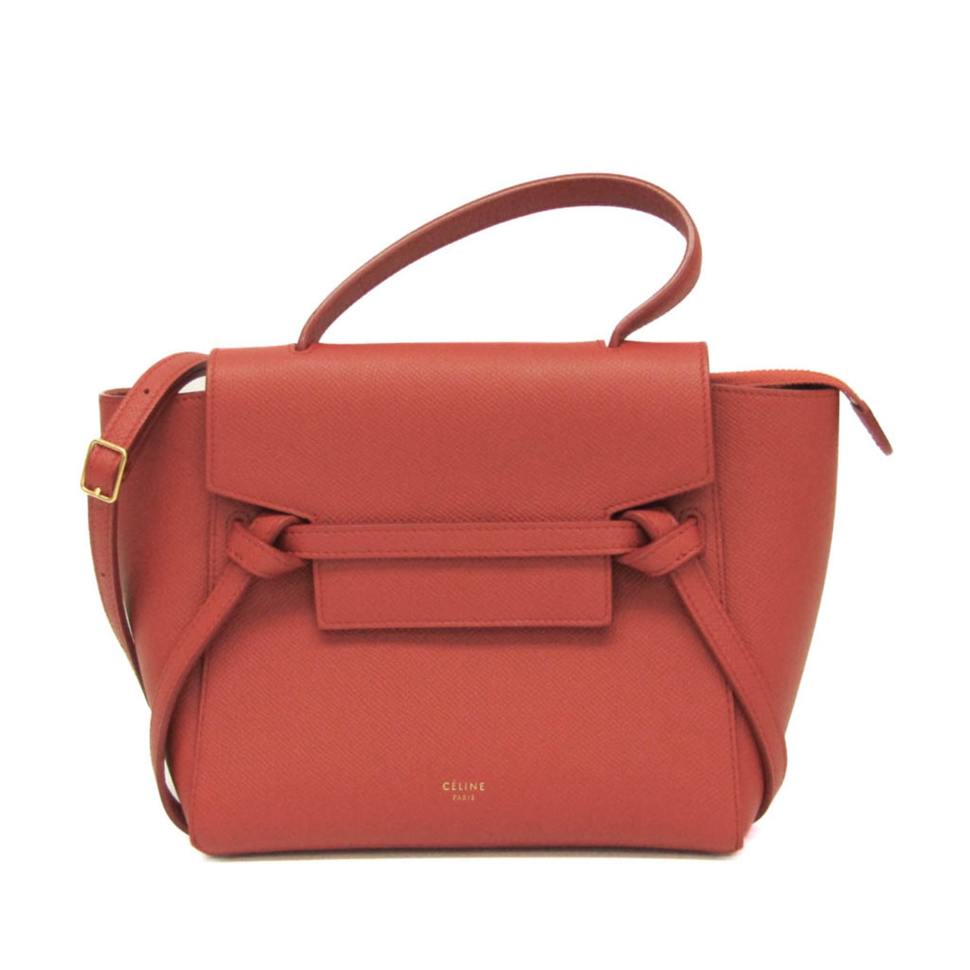 Celine Belt Bag Nano Women's Leather Handbag,Shoulder Bag Red Brown