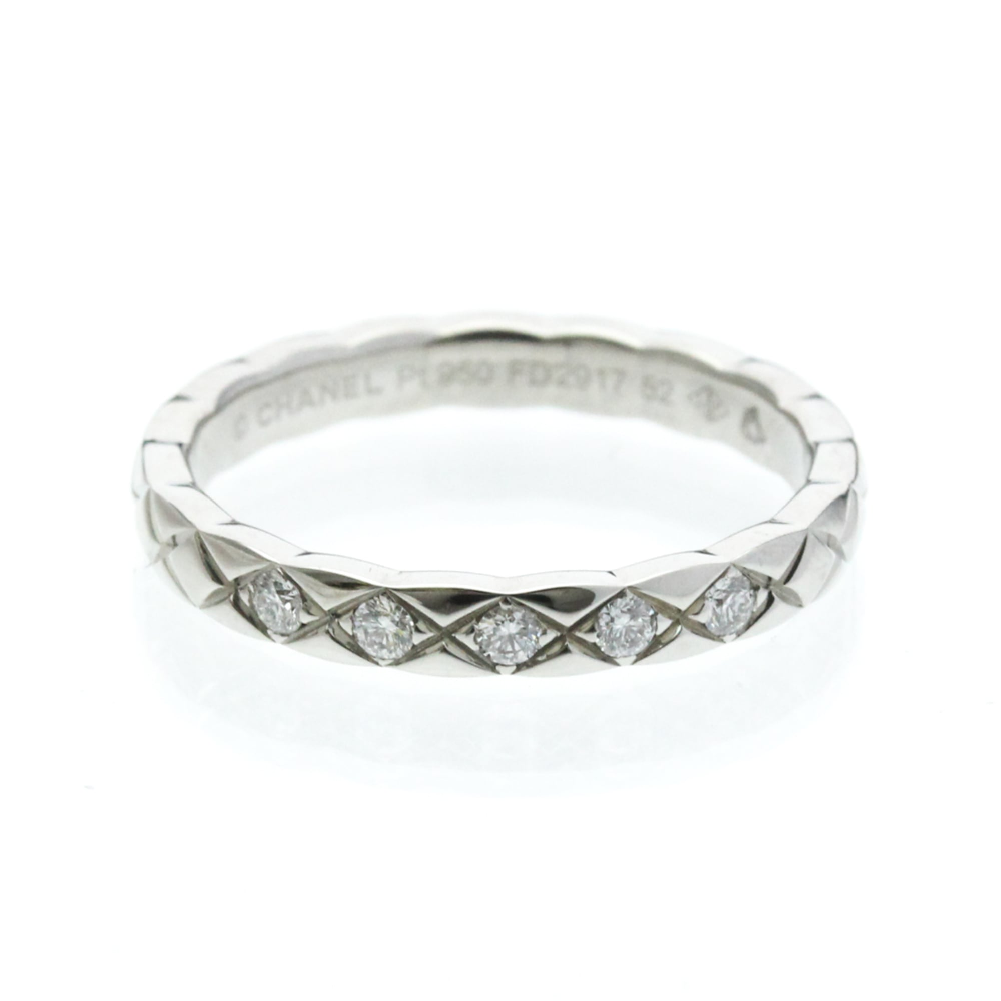 Chanel Coco Crush Ring Mini Model 5PD Platinum Fashion Diamond Band Ring Silver