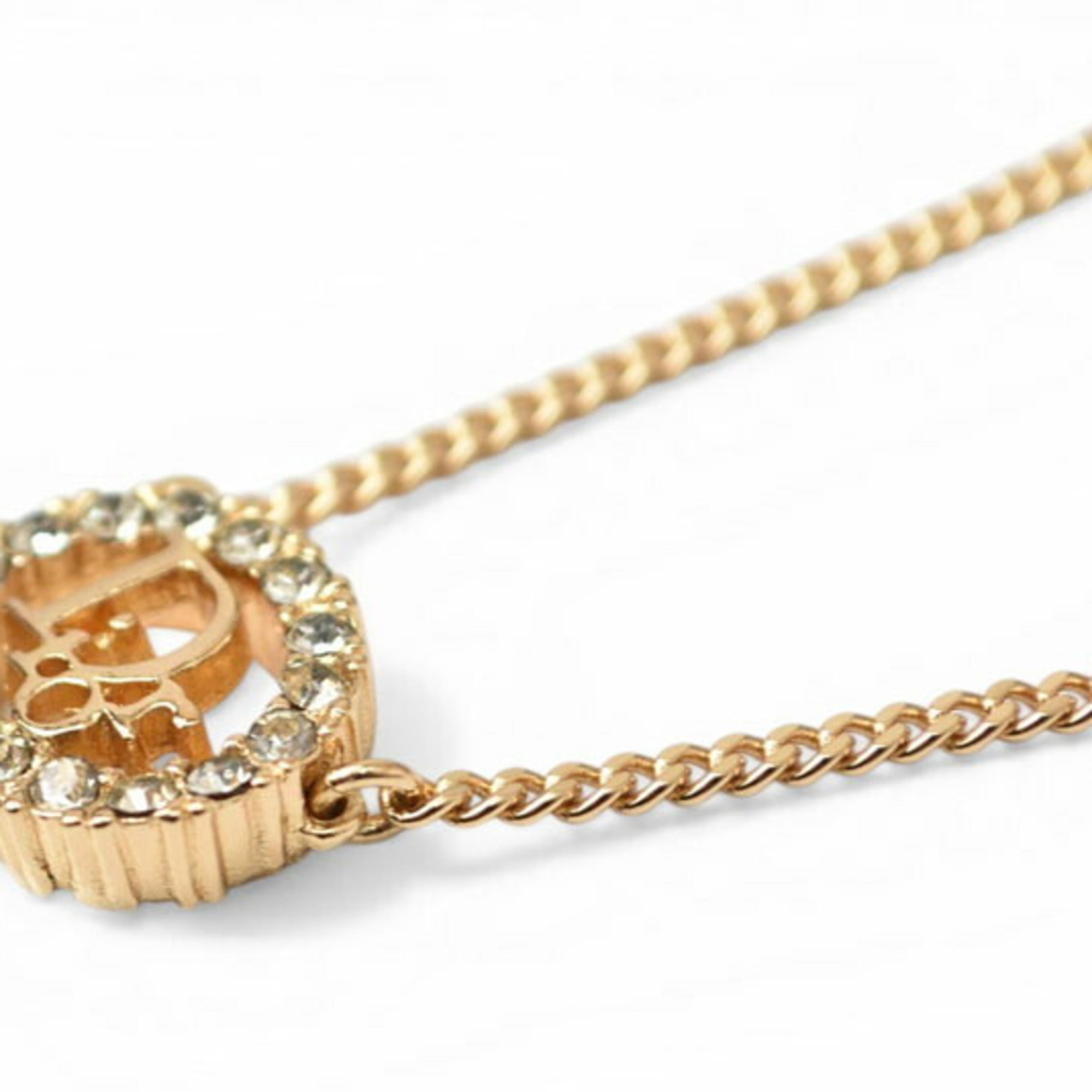 Christian Dior necklace, rhinestone, gold — Like New