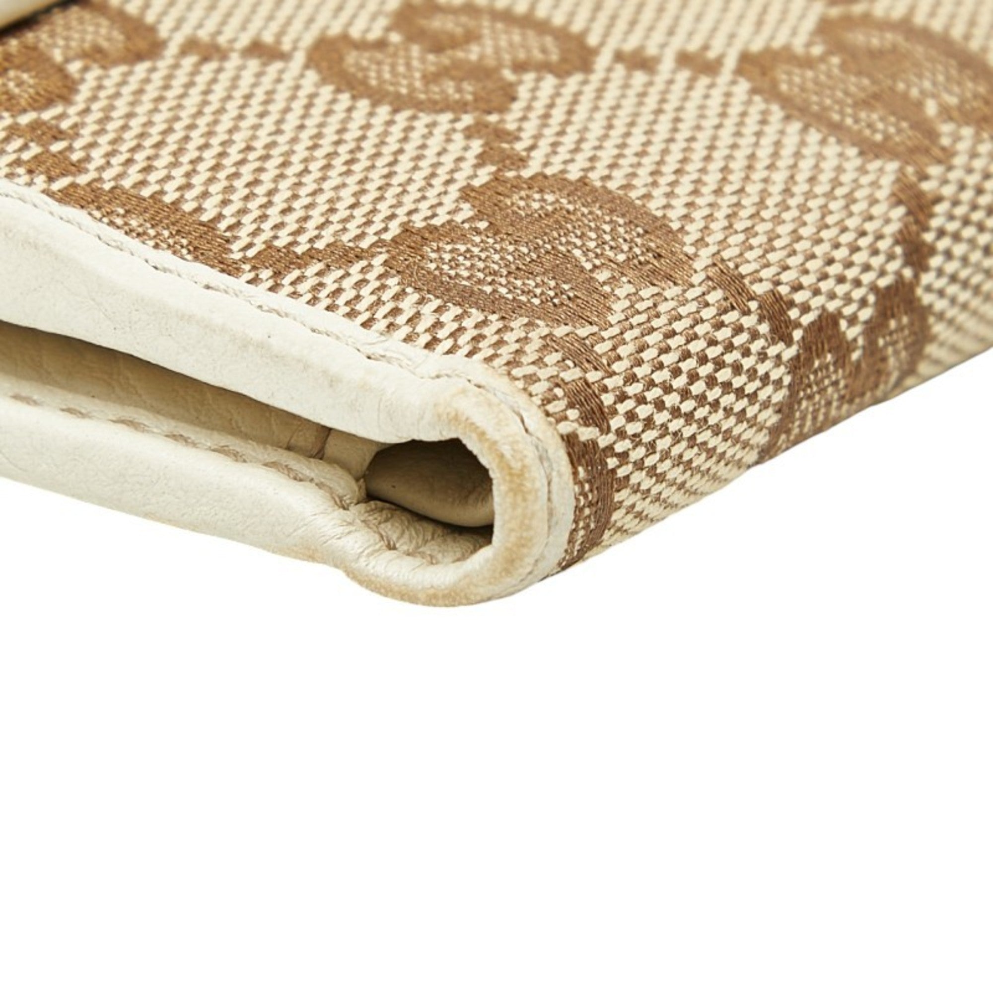 Gucci GG Canvas Bifold Wallet 212090 Beige Ivory Leather Women's GUCCI