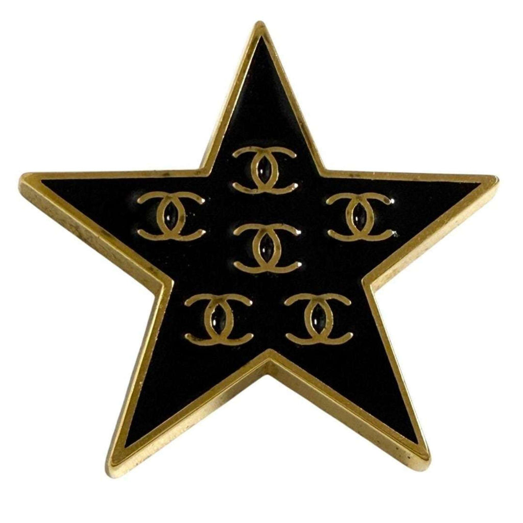 Chanel Women's Coco Mark Pin Brooch Badge Black Star 2001