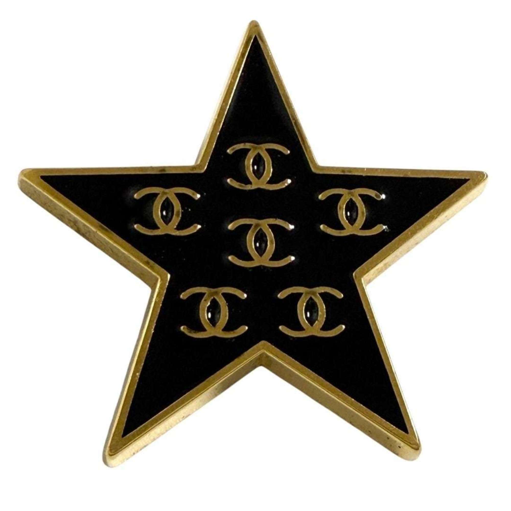 Chanel Women's Coco Mark Pin Brooch Badge Black Star 2001