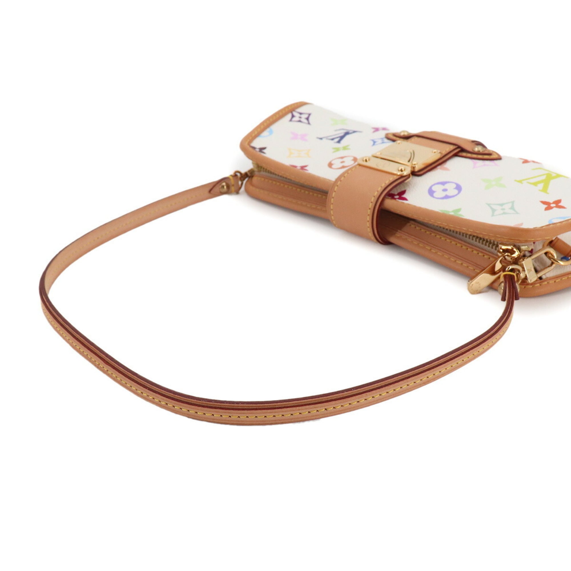 Louis Vuitton Monogram Multicolor Shirley 2-way Shoulder Clutch Handbag Blanc M40049 — Like New