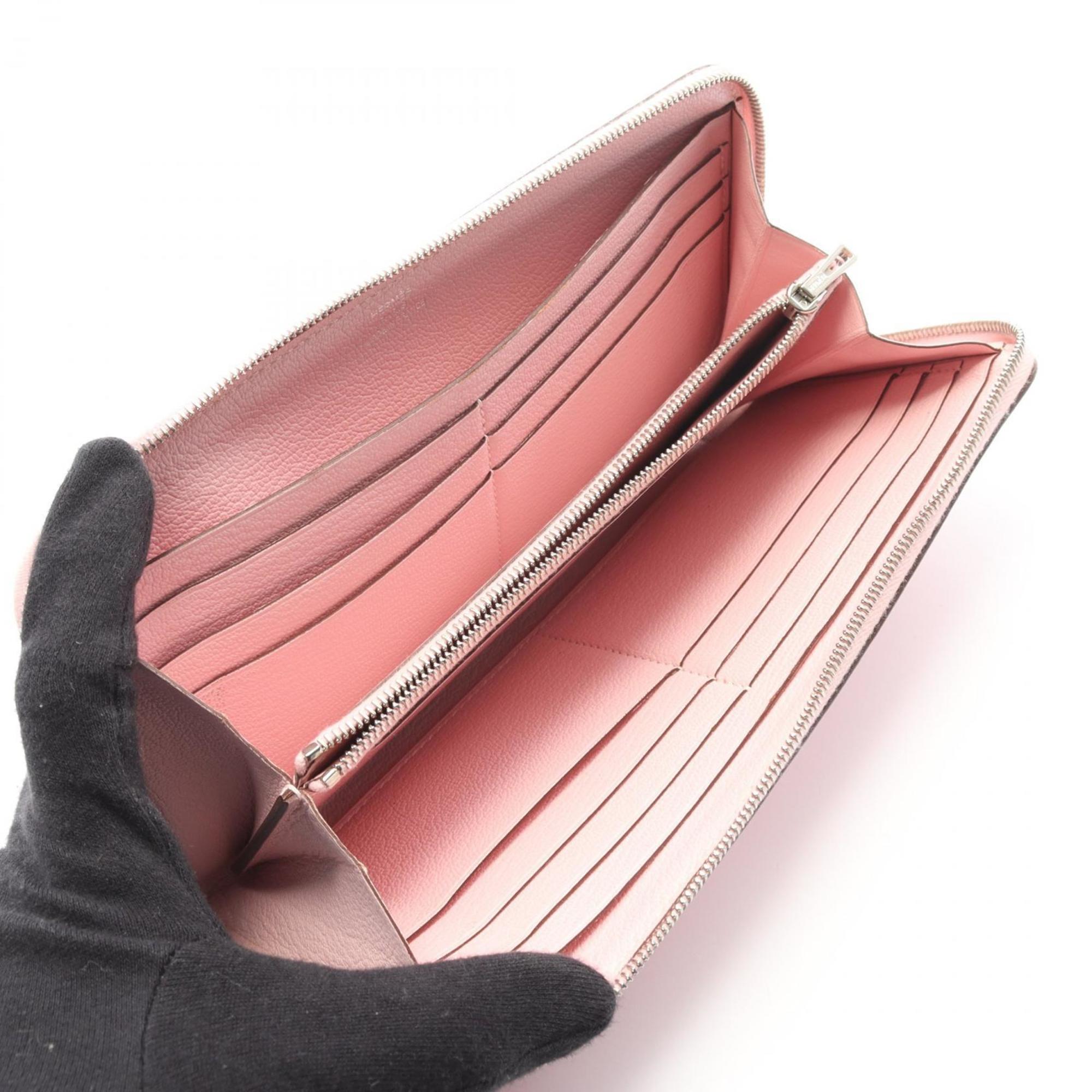 Hermes Hermès Azap Long Round Wallet, Leather, Sikkim, Women's, Pink