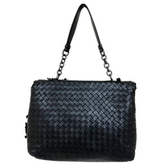 BOTTEGA VENETA Intrecciato Leather Chain Handle Olympia Handbag Shoulder Bag Black Women's — Like New