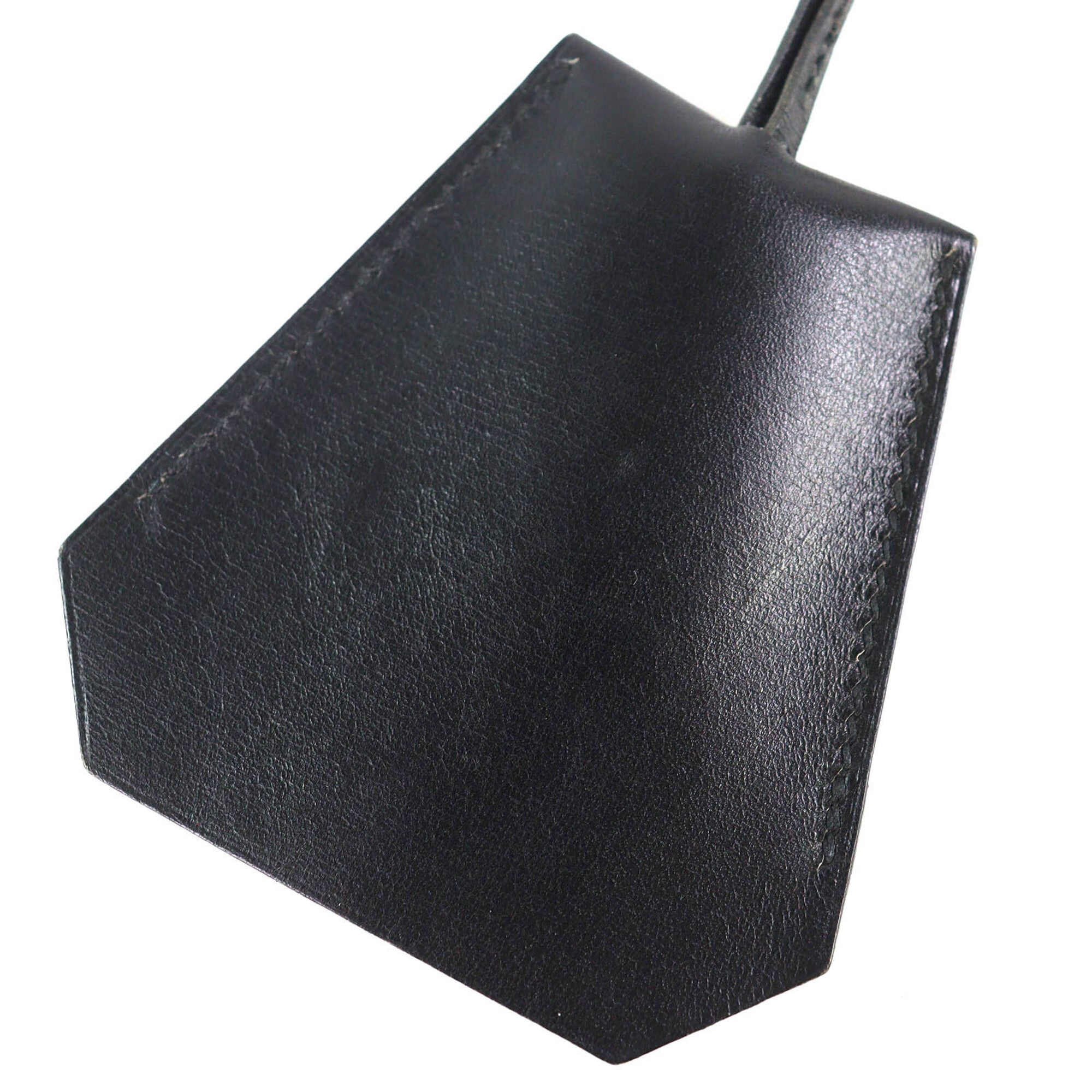 HERMES Vintage Margiela Era Clochette Leather Necklace, Black with Silver Hardware, □B Stamp, Comes Box, Made in France, Women's — Like New