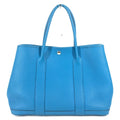 HERMES Garden Party PM 36 Handbag, Two-Tone Negonda Shoulder Bag, Tote Blue, Men's and Women's