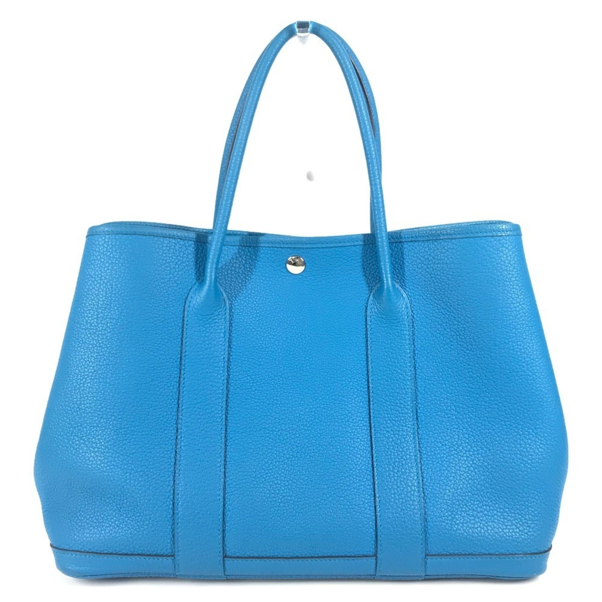 HERMES Garden Party PM 36 Handbag, Two-Tone Negonda Shoulder Bag, Tote Blue, Men's and Women's