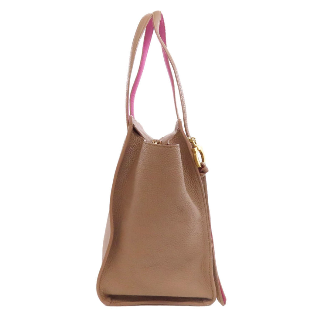 Salvatore Ferragamo Amy Gancini hardware leather tote bag for women.