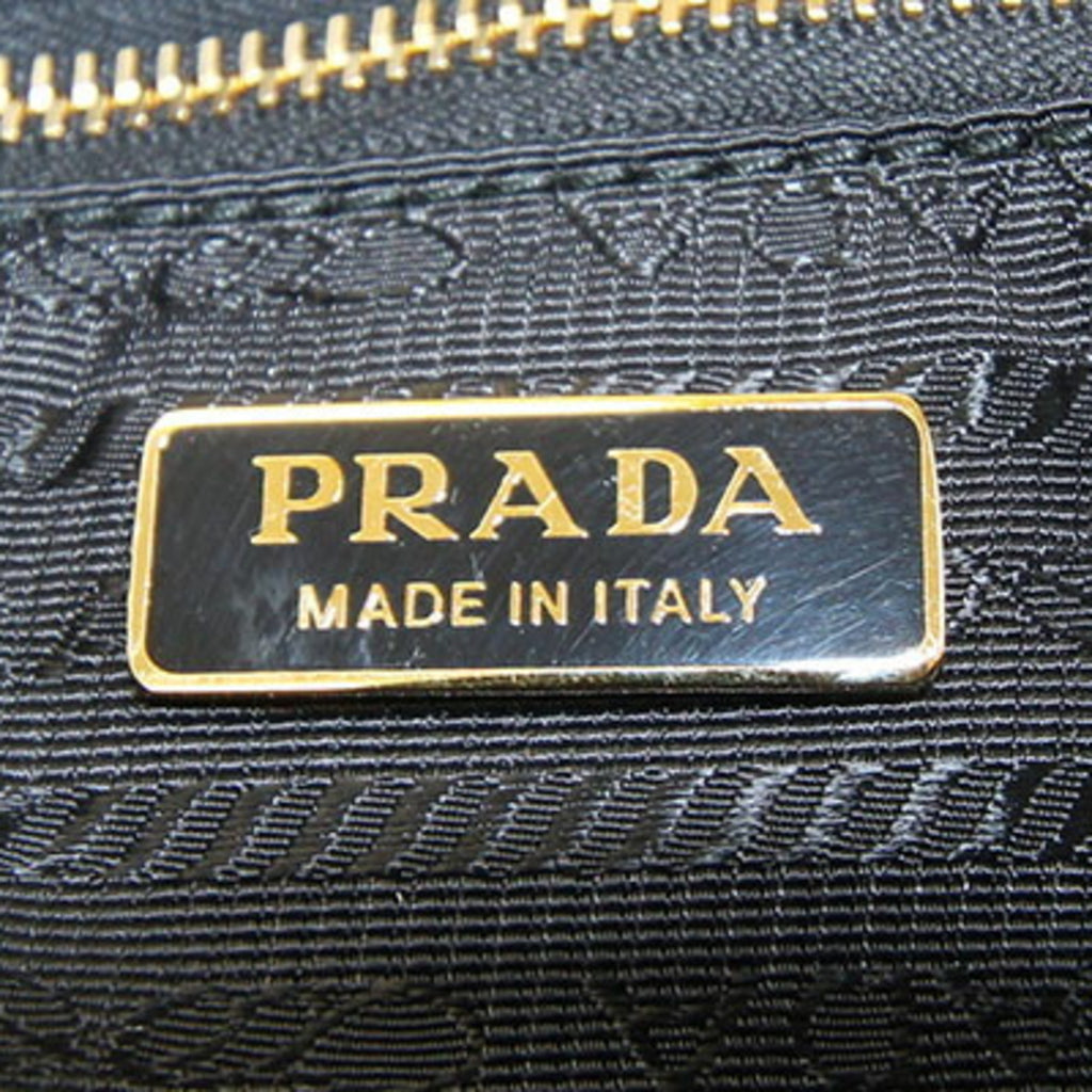 Prada Pouch 1NE021 Black Nylon and Leather Clutch Bag with Strap, Floral Embroidery, Women's, PRADA
