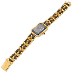 Chanel CHANEL Première S Watch, Gold Plated (GP), Leather Strap, Women's, Black, H0001 — Very Good