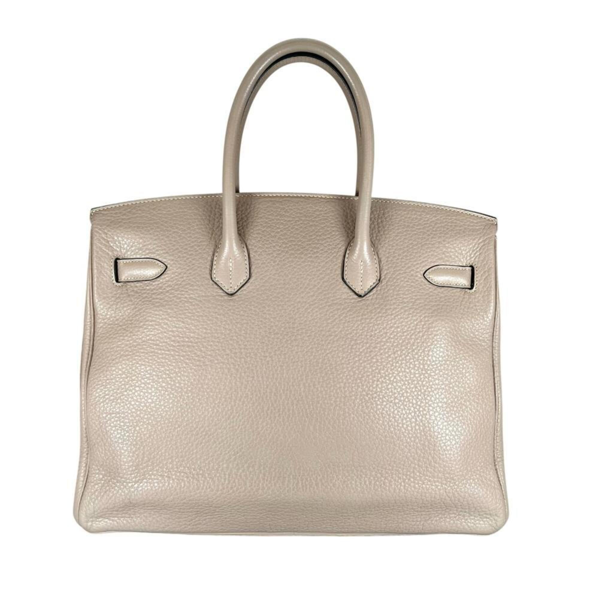 Hermes Birkin 35 handbag for women, with shield hardware, HERMES □P stamp, Taurillon leather, beige, 2012 model — Like New