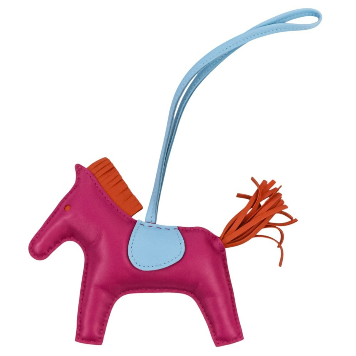 HERMES Rodeo MM Leather Accessory Bag Charm, Agneau Milo Purple Light Blue, Women's — Like New