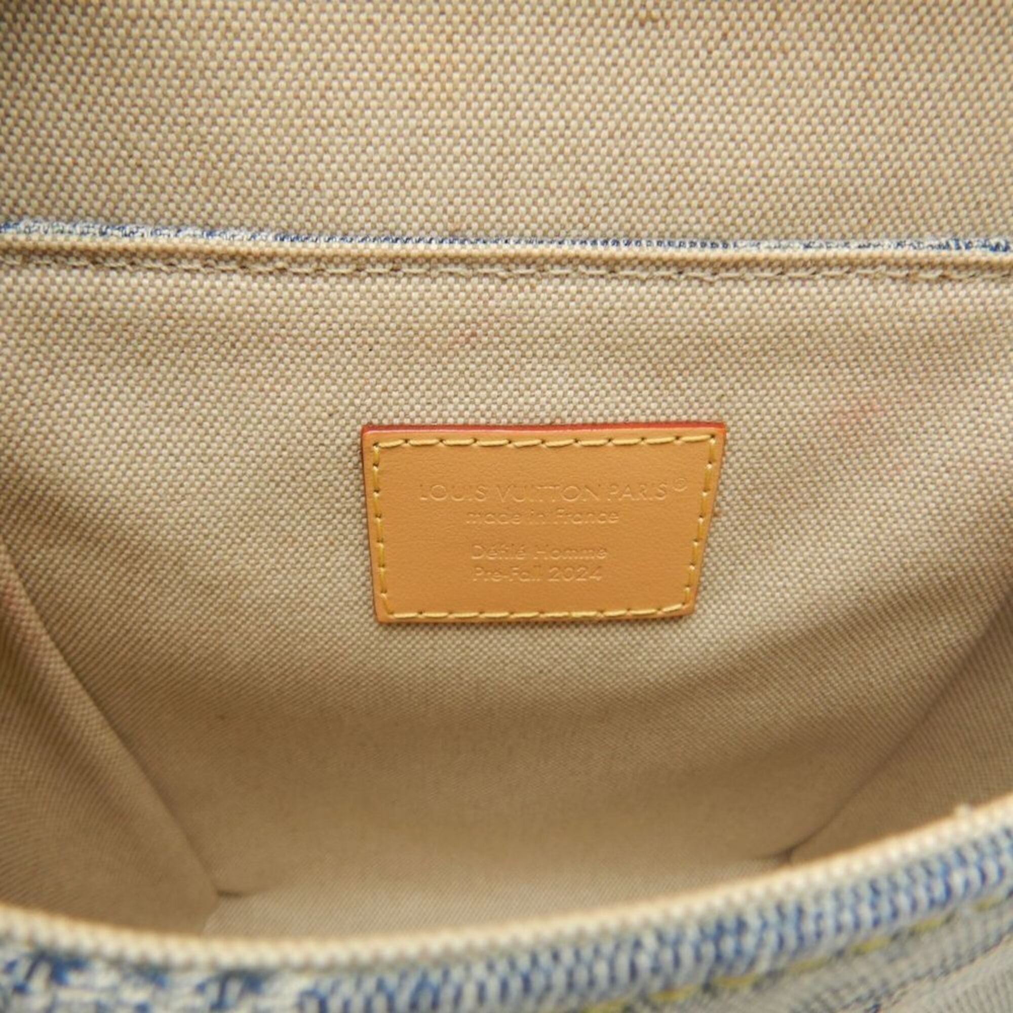 LOUIS VUITTON Damier Denim 3D Nano Steamer N40751 2024 Pre-Fall Shoulder Bag Blue Men's 253964 — Like New