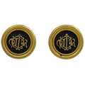 Christian Dior logo round earrings in GP gold and black for women.
