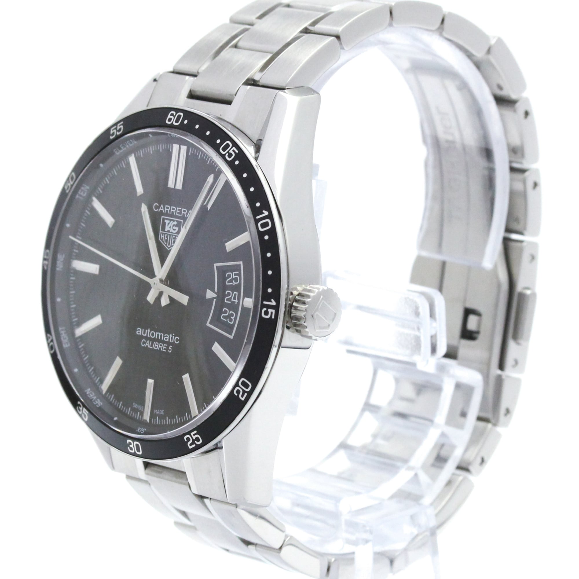 TAG HEUER Carrera Calibre 5 Steel Automatic Mens Watch WV211M Polished — Very Good