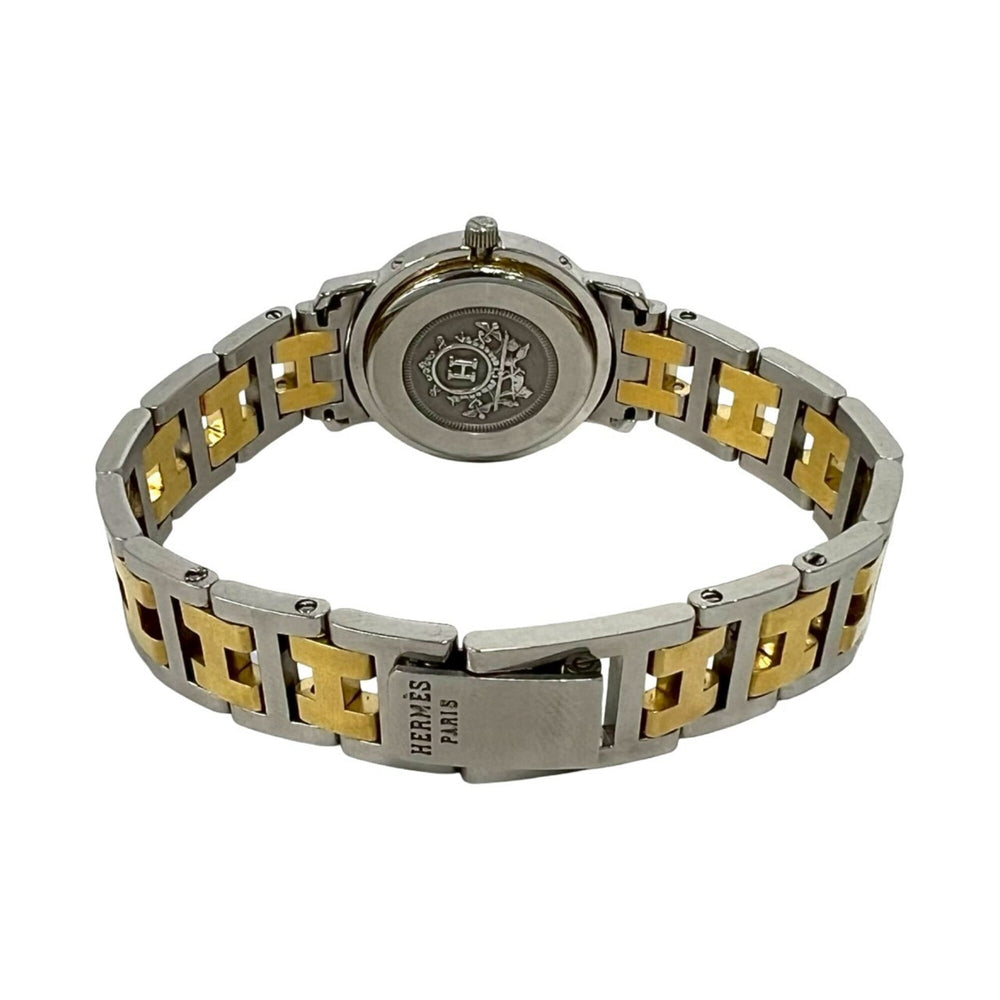 HERMES Clipper Stainless Steel GP Quartz Wristwatch, Silver/Gold, 23912 — Good