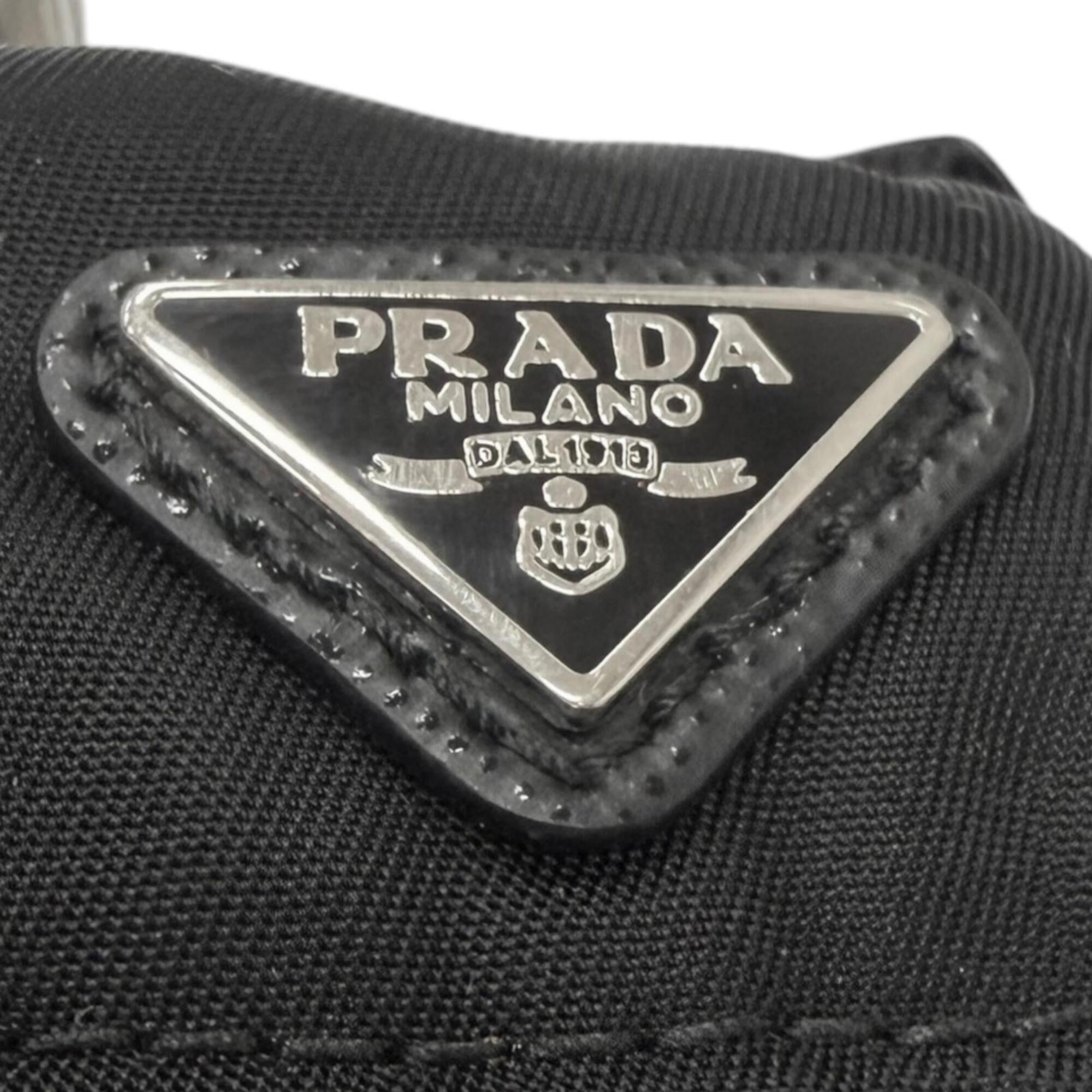 PRADA 2TT205 Triangle Logo Backpack Motif Bag Charm Strap, Black, Made in Italy, Men's, with Box — Like New