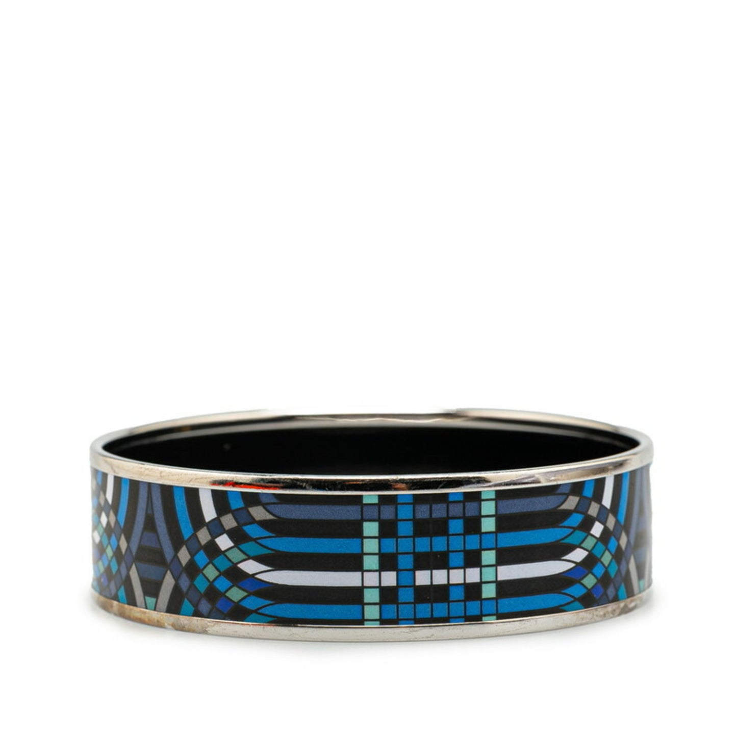 Hermes enamel GM cloisonné bracelet silver blue metal women's HERMES