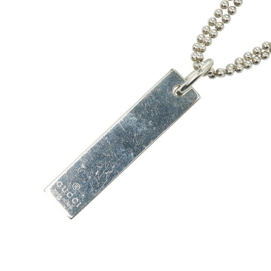 Gucci Plate Necklace with Ball Chain and Double Chain, SV925 Silver, Women's, GUCCI