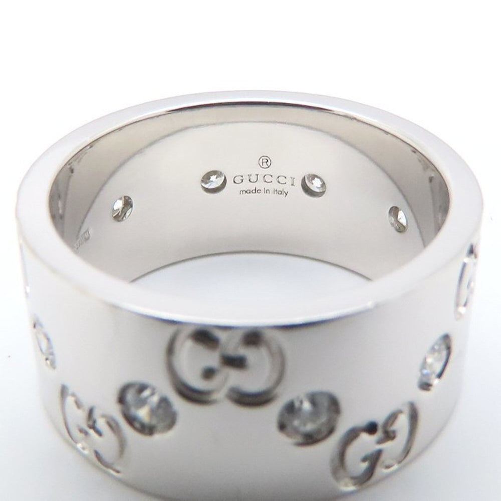 GUCCI Icon Wide Ring, Diamond Size 11, K18WG, Women's, Item No. 295401 — Like New