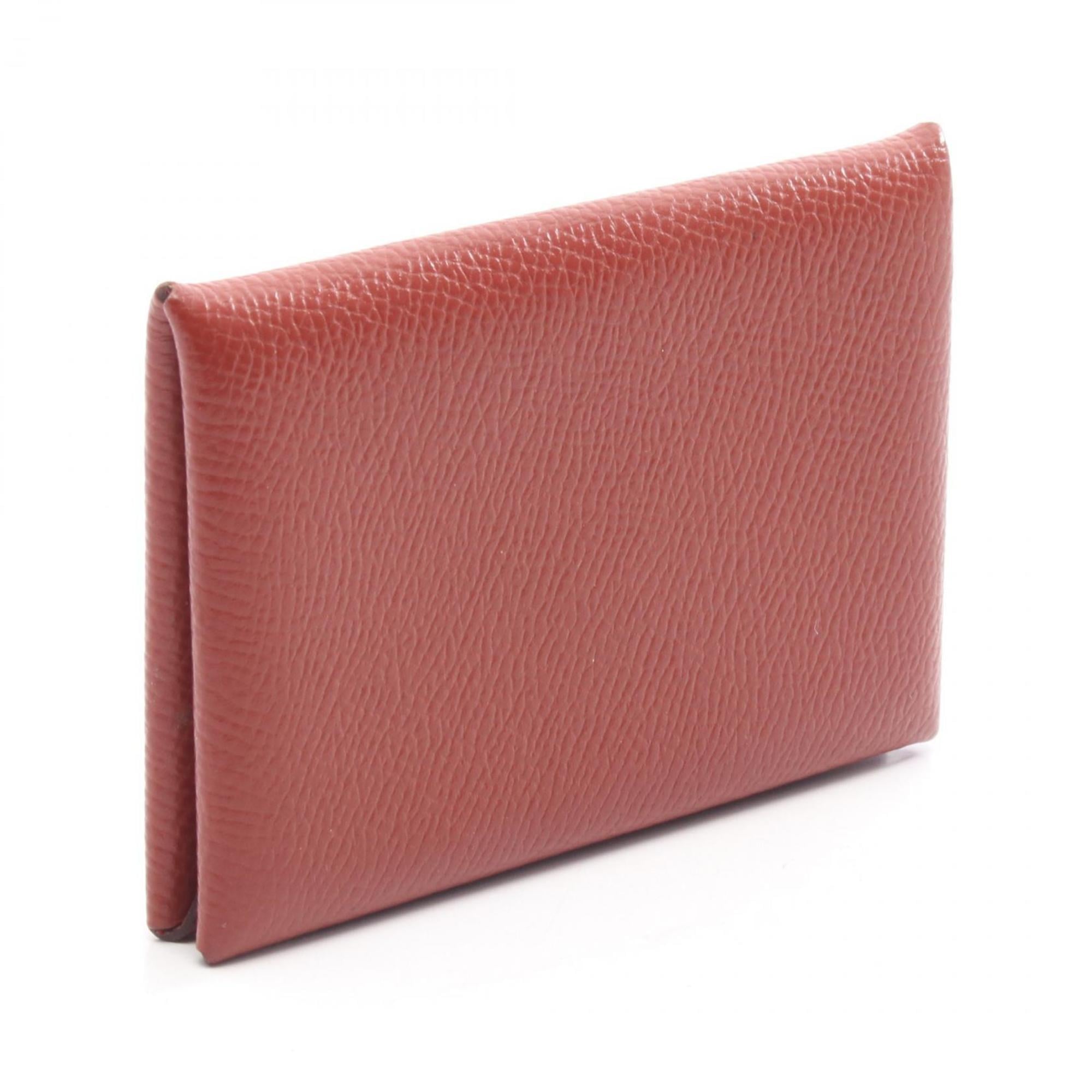 Hermes Hermès Calvi Verso wallet with coin purse, made of calfskin leather (cowhide), in Bordeaux.