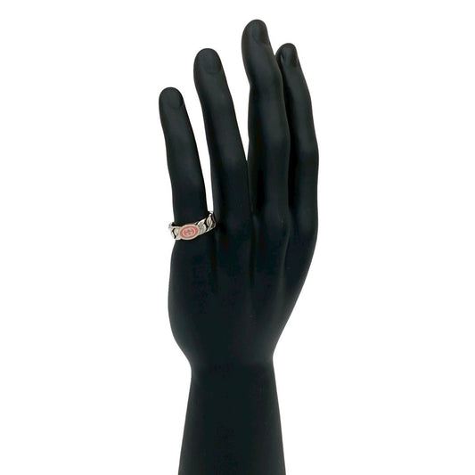 GUCCI Interlocking G Silver 925 Ring, Size 16, and Pink, 14725