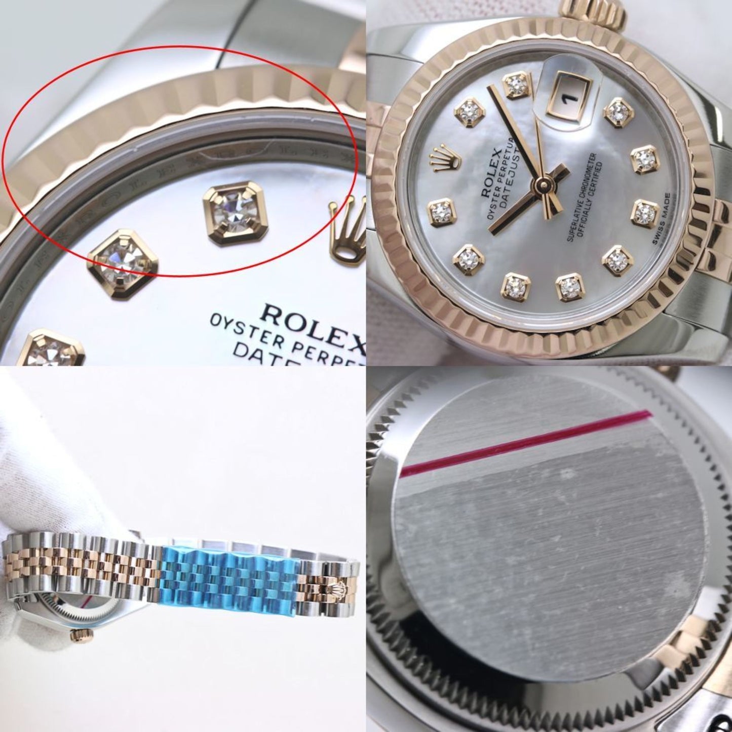 ROLEX Rolex Datejust 10P Diamond 179171NG White Shell K18PG Pink Gold x Stainless Steel Ladies 40009 Watch