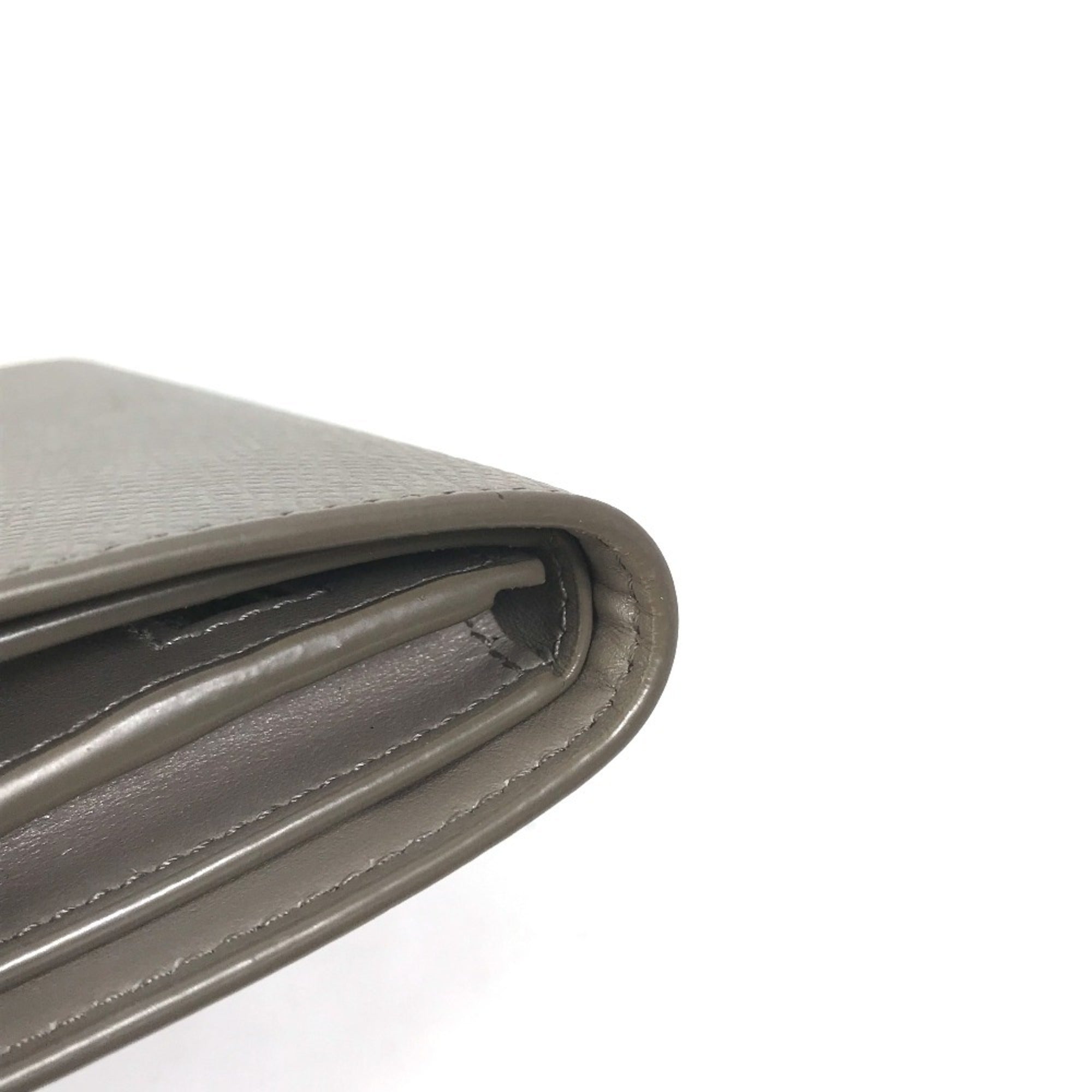 CELINE 10B643BRU.10PI Two-Tone Medium Strap Wallet, Tri-fold Leather, Women's, Pebble Mineral, Gray x Light Blue