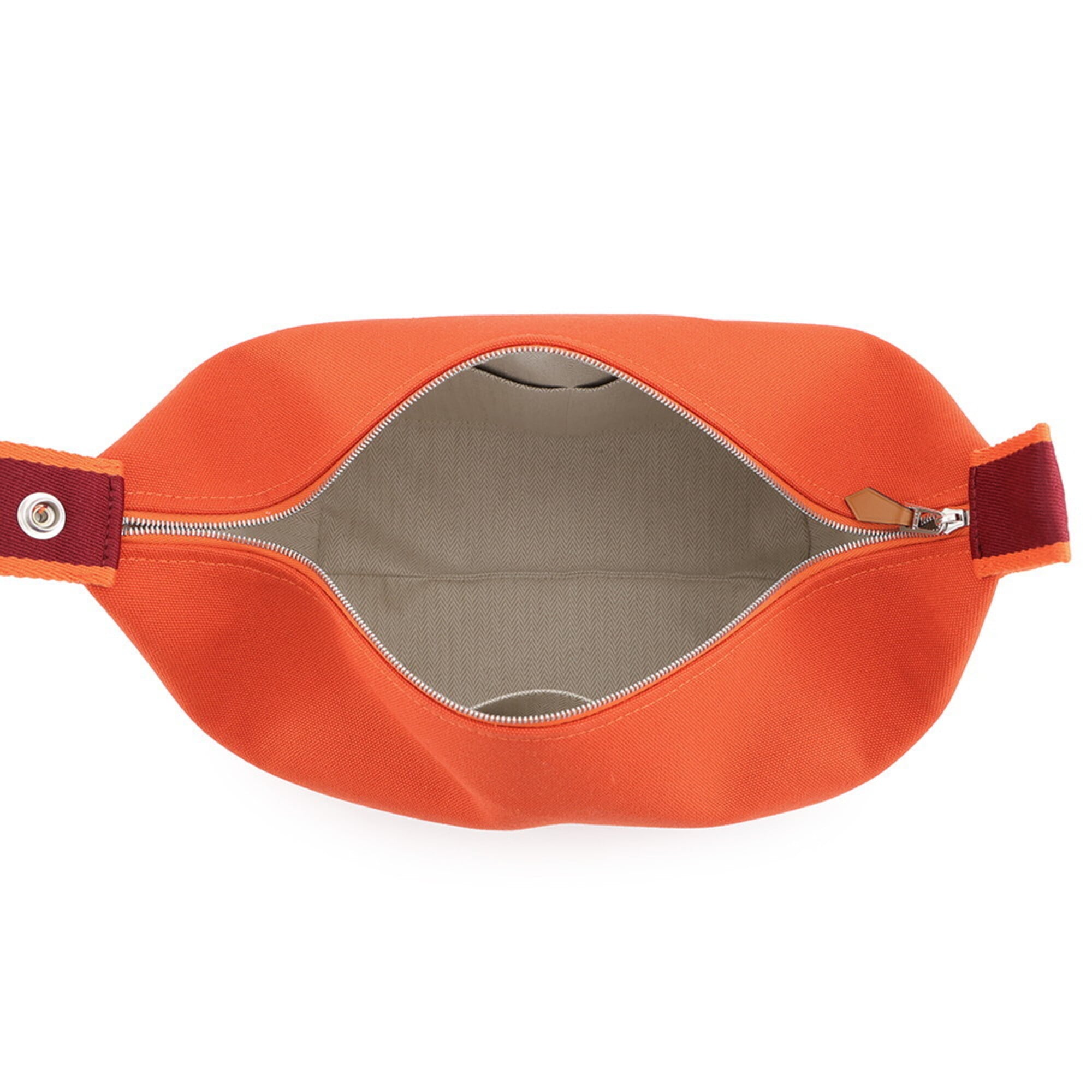 Hermes handbag pouch Bride à Black GM Orange Feu canvas HERMES — Like New