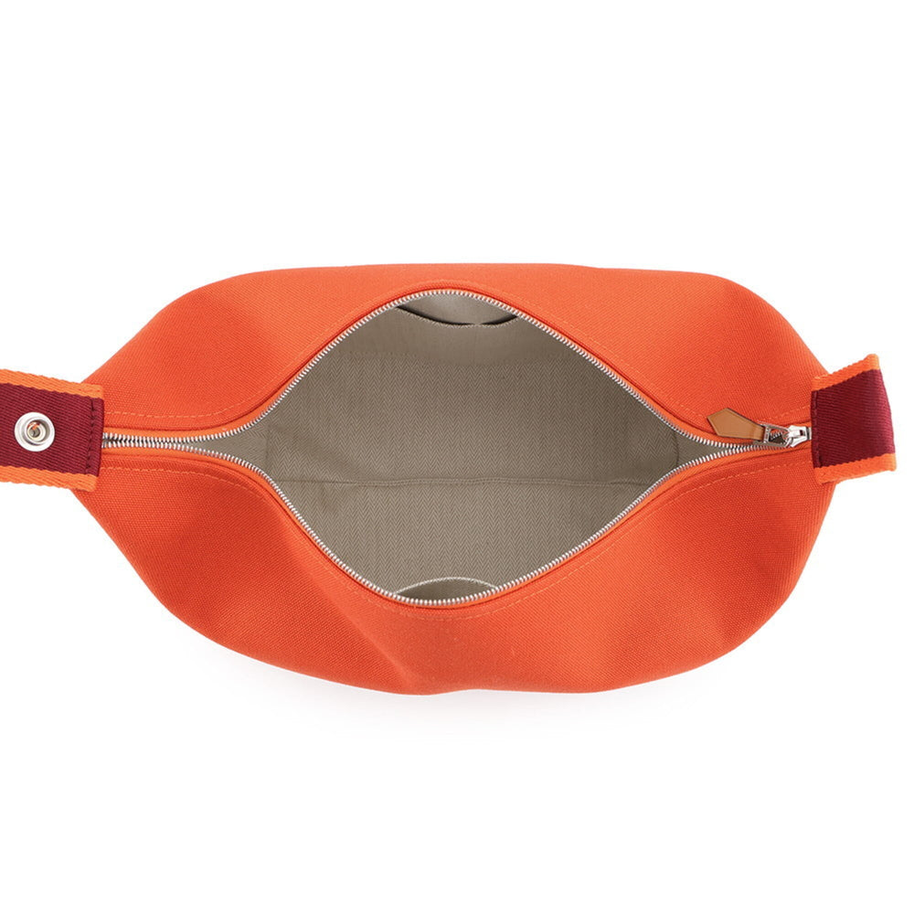 Hermes handbag pouch Bride à Black GM Orange Feu canvas HERMES — Like New