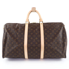 LOUIS VUITTON M41414 Keepall Bandoulière 55 Monogram Canvas Boston Bag, Brown, Made in France, Women's — Like New