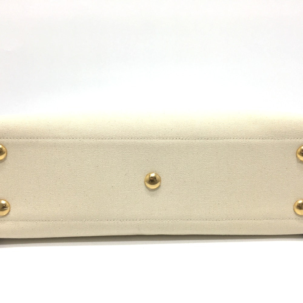 Fendi 8BH379 bag large Tote Bag Gresso Natural Beige & Black Beige x Black — Like New