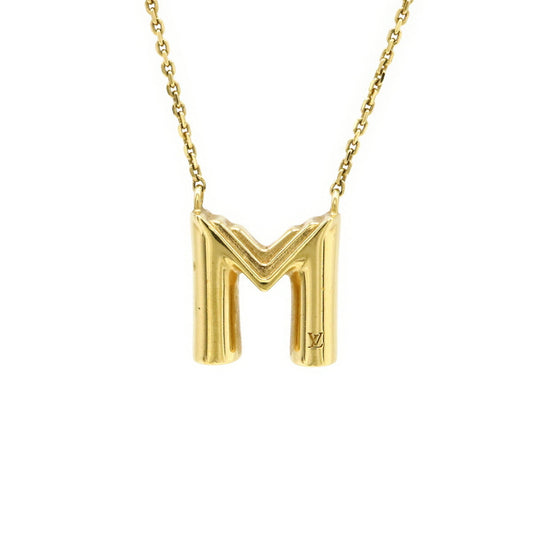 LOUIS VUITTON LV&ME M Initial Alphabet Pendant Necklace in GP Gold (M61068)