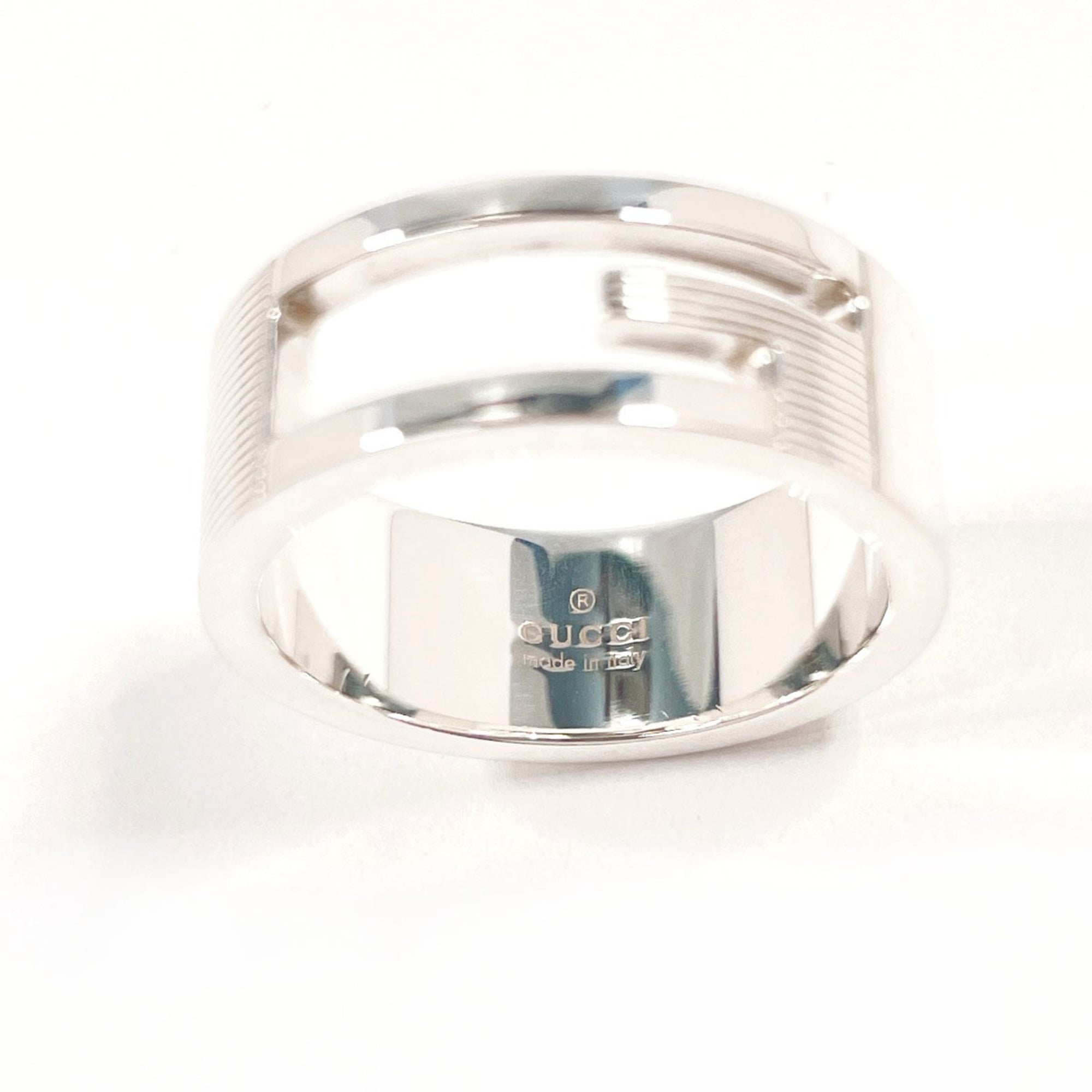 GUCCI Branded Cutout G Ring, Sterling Silver 925, Size 16.5cm, Men's — Like New