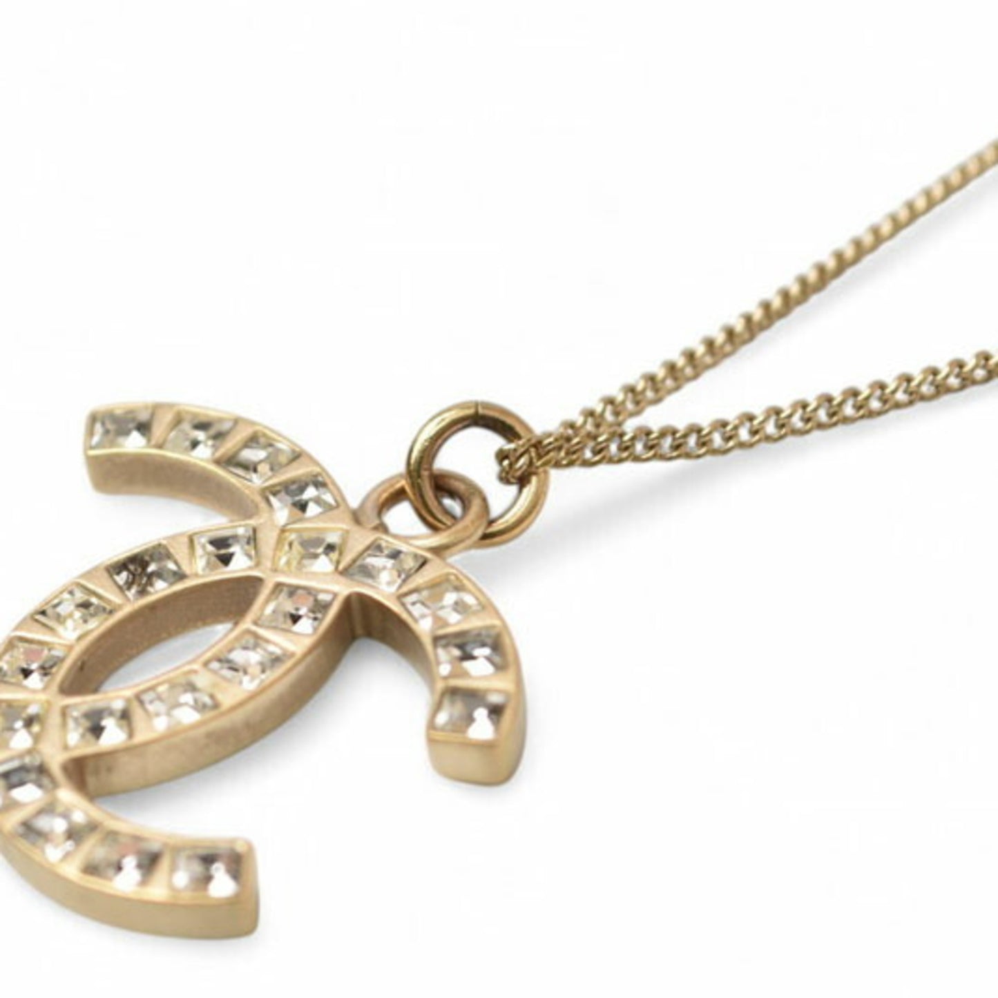 Chanel Necklace Pendant CHANEL Coco Mark CC Rhinestone Gold B12