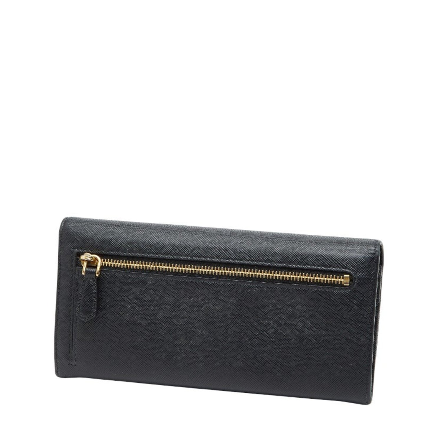 Prada Logo Long Wallet 1M1132 Black and Pink Saffiano Leather Women's PRADA