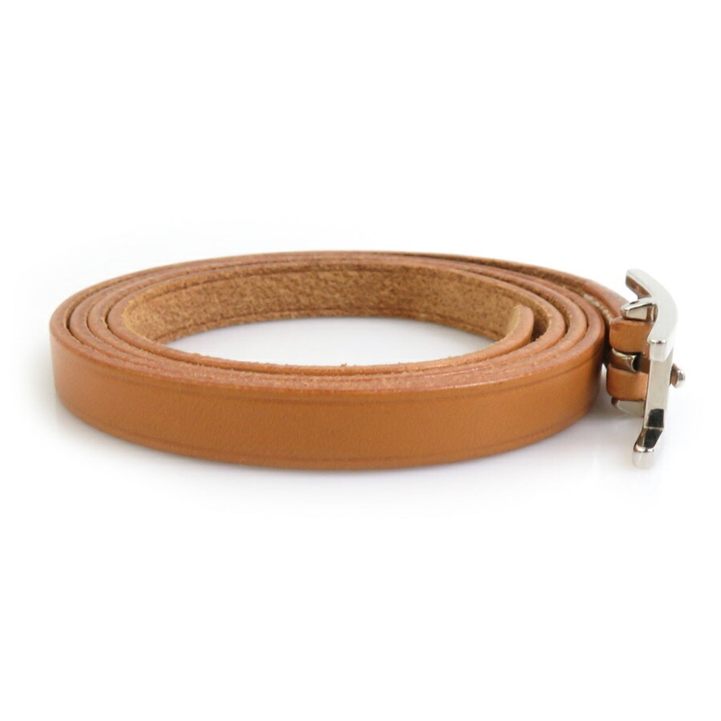Hermes Hermès Api Leather and Metal Bracelet in Brown Silver for Men Women (e60930a)