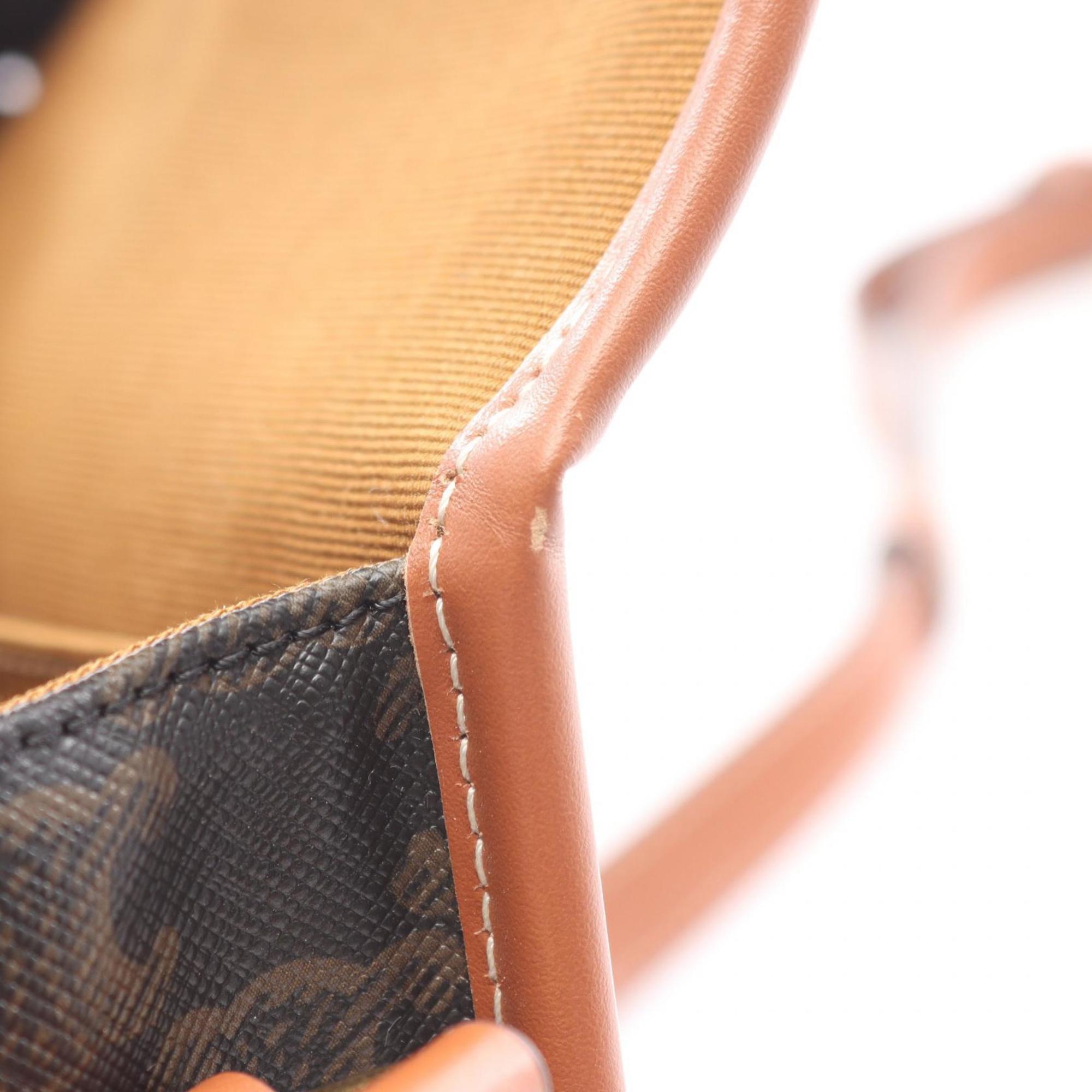 Celine Folco Medium Triomphe Shoulder Bag, Coated Canvas and Leather, Women's, Black Brown