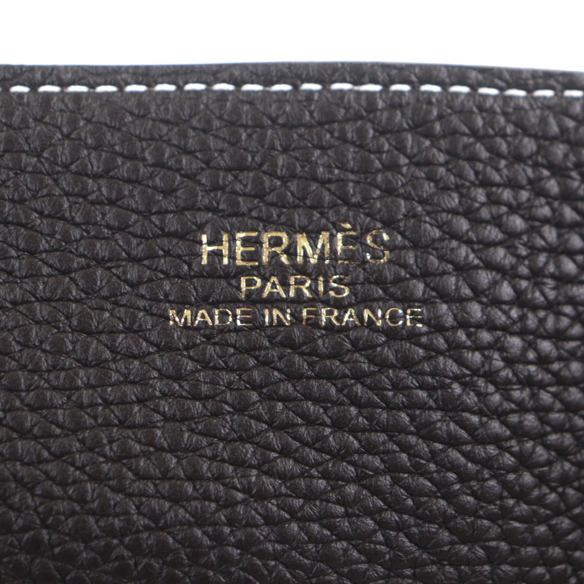 HERMES Double Sens 45 Tote Bag, Taurillon Clemence Leather, Etoupe/Ebene, K Stamp, with Dust Made in France, Men's — Like New