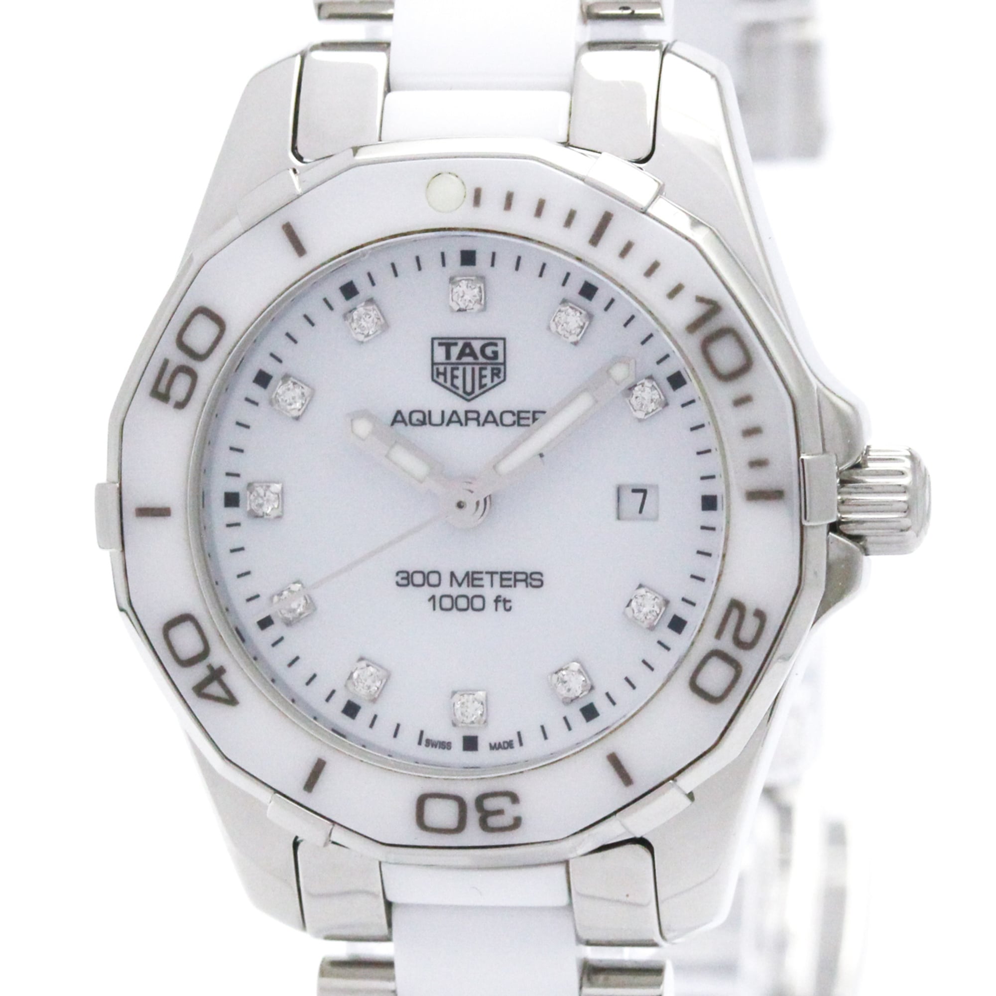 TAG HEUER Aquaracer Diamond Steel Quartz Ladies Watch WAY141D Polished — Very Good