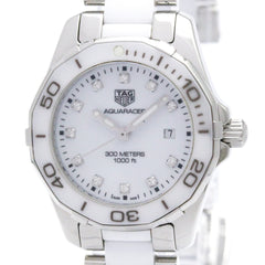 TAG HEUER Aquaracer Diamond Steel Quartz Ladies Watch WAY141D Polished — Very Good
