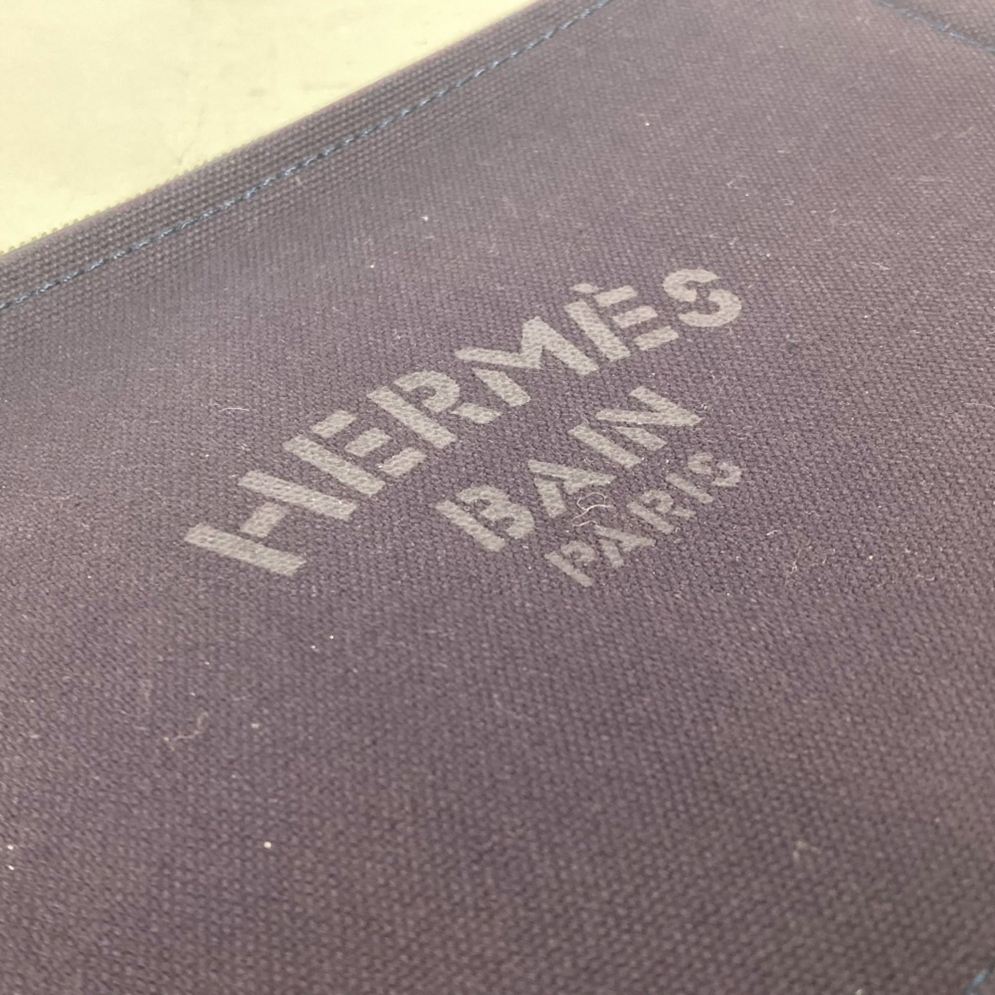 HERMES Hermes Flat Yachting PM Multi-Pouch Pouch Cotton Men's Women's Navy E-240920-6 — Like New