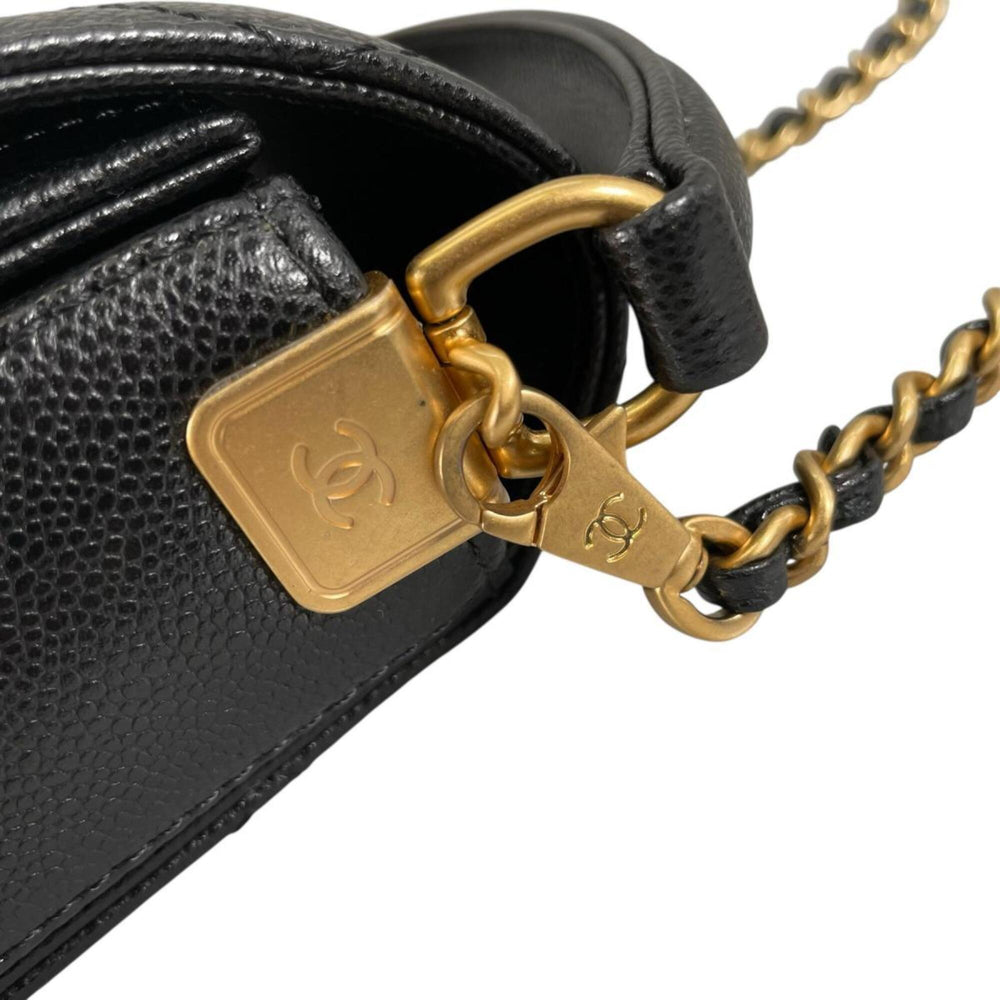Chanel CHANEL Handbag Flap Bag Caviar Skin Matelassé Handle Mini Leather AS5164 Black — Like New